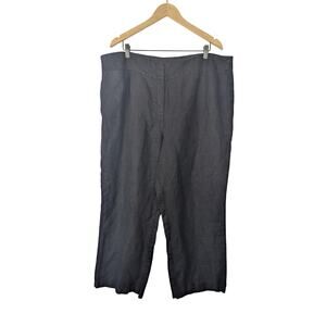 Eileen Fisher Black Lagenlook Linen Wide Leg High Rise Pant
